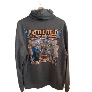 Harley Davidson Gray Motorcycle Sweatshirt Hoodie Men's Size Large Battlefield